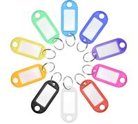 Ruidee 100 llaveros de plástico con 10 colores para llaves de identificación, llaveros, llaveros giratorios, etiquetas intercambiables para llaves, equipaje, etiquetas con nombre (YSP-10)