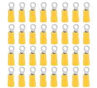 Ruidee 50 terminales de anillo, conectores eléctricos M4 de PVC, con ojal, aislante, amarillo de cobre, conector terminal para la conexión de cables, cables (PRY4)