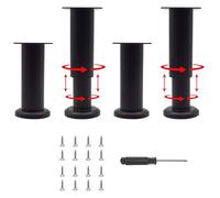 Ruidee Juego de 4 patas ajustables para muebles de 12 a 18 cm, color negro, para sofá o cama, patas de soporte, patas de mesa, patas de muebles (GJZJ/12-18/negro)
