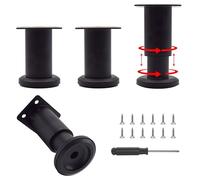 Ruidee Juego de 4 patas ajustables para muebles de 8 a 12 cm, color negro, para sofá o cama, patas de soporte, patas de mesa, patas de muebles (GJZJ/8-12/negro)