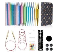 RUIDI Juego de Agujas de Tejer Circulares Intercambiables de Aluminio Ligero y Cálido Con Estuche y Accesorios, 13 Pares de Agujas Circulares de 2,75 mm a 10 mm