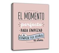 RuidoRosa Cuadro Frase motivadora EL Momento Empezar A Cumplir Tus SUEÑOS ES Ahora Rosa (30x20)