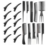 RUIENGCOMM Juego de 20 peines antiestáticos para el cabello, accesorios para teñir el cabello, pinzas para el cabello, peine de peinado profesional y pinzas de cuidado, juego de peines de peluquería