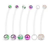 Ruifan 1 - 6 Piezas de Bolas de ferido de Cristal para Embarazo, Deporte, Maternidad, flexípticas, para Ombligo, retenedor de Anillo, 14 g 1 1/2 Pulgadas (38 mm)