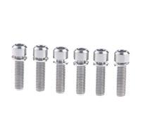 Ruifu M5 Gr5 - Tornillos de titanio con arandela para vástago de bicicleta (6 unidades, 16, 18, 20 mm, titanio, M5 x 18)