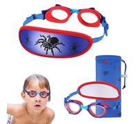 ruigao Gafas de natación para niños con correa de tela para niños de 4 a 7 años, sin tirones de pelo, correa elástica, protección UV, antivaho (1 paquete de tela elástica para peces, araña roja)