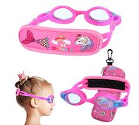 RUIGAO - Gafas de natación para niños de 2 a 5 años, sin correa de tiro, gafas de natación para niños con funda (sirena rosa)