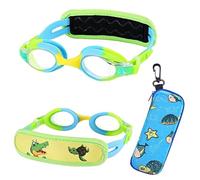 RUIGAO Gafas de natación para niños de 2 a 6 años, sin tirones de pelo, protección UV, antivaho, diadema acolchada (1 paquete para niños, cocodrilo amarillo)