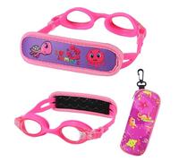 RUIGAO Gafas de natación para niños pequeños de 2 a 5 años, sin correa de pelo, gafas de natación para niños con funda (gafas para niños, rosa para 2 a 5)