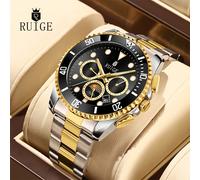 RUIGE Reloj Mecánico Automático de Negocios para Hombre, Correa de Acero Inoxidable, Pantalla de Multifuncional, Reloj de Pulsera Mecánico Deportivo de Moda para Regalo de Hombre, Sin Batería