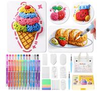 RuiHawk Kit de Pintura Mágica de Espuma 3D, 75 Piezas - Pintura Hinchada DIY con 24 Bolígrafos Acrílicos, 38 Hojas de Textura y Cuentas, Regalo Creativo para Niños 5, 6, 7, 8, 9 Años(Bolsa Incluida)