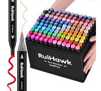 RuiHawk Rotuladores Alcohol 120 Colores, Doble Punta Marcadores Alcohol, Impermeabile Secado Rápido Permanent Artísticos para Niños Adultos Artistas Estudiantes, Ideales para Dibujar Cómics Garabatos