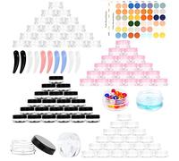 RUIJIE 100 Piezas Tarros de Plástico 3g/3ml Contenedores Cosmético de Viaje Envases de Vacío Pequeños Transparente con Tapas, Mini Espátulas y Etiquetas Adhesivas para Cosmética Crema Muestra Polvo