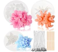 RUIJIE Juego de 108 Moldes para Velas, 3 Molde de Vela de Silicona, 100 Mechas de Velas, 5 Soporte de Madera, 3D Moldes para Hacer Velas, Decoración del Hogar, Manualidades, Velas Aromáticas, Jabón