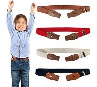 RUIJIE4 Piezas Cinturones Elásticos Sin Hebilla para Niños No Buckle Invisibles Estiramiento Cinturón Stretch Ajustable Belt para Niños y Niñas 35-90cm