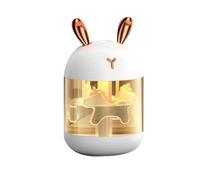 RuiJOTWAT Mini humidificador, humidificador USB, con luz nocturna colorida, adecuado para escritorio de oficina en casa, orejas de conejo blancas
