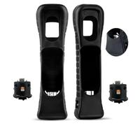 RuiJOTWAT - Paquete de 2 mandos a Distancia compatibles con Wii, Acelerador Adaptador Motion Plus, Accesorio para Wii Motion Plus con 2 Fundas de Silicona, Color Negro