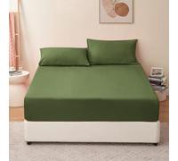 RUIKASI Sabanas Bajeras 180x200 Ajustables - Sábana Bajera 180x200cm Microfibra, Sabana Bajera Cama 180, Extra Suave y Transpirable, con Banda Elástica, Bed Sheet, Verde Oliva