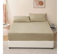 RUIKASI Sabanas Bajeras 90x200 Ajustables - Sábana Bajera 90x200cm Microfibra, Sabana Bajera Cama 90, Extra Suave y Transpirable, con Banda Elástica, Bed Sheet, Topo