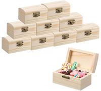 Ruikcoll Caja de madera pequeña, cofre del tesoro de madera, mini cofre del tesoro, cofre rectangular, kit de manualidades, adecuado para decorar y guardar, 10 piezas