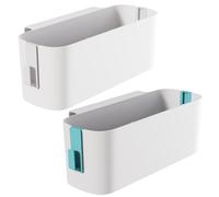Ruikcoll - Organizador colgante para cama (2 piezas), cestas colgantes con 2 ganchos desmontables, resistente para mesita de noche, dormitorio, familia y oficina (azul y blanco)