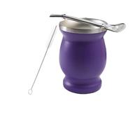 Ruikcoll Taza de té mate de doble pared de, Vaso Yerba mate de acero inoxidable con pajita de acero inoxidable y cepillo de limpieza, para café,mate, té de frutas(morado)