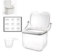 Ruikcoll Waschmittel aufbewahrung,Waschpulver aufbewahrungsbox,Waschmittelbox mit luftdichte Deckel,für Wäscheperlen,Waschpulver,Reis, Reismehl,hundefutter,4,5L, Transparent und Weiß