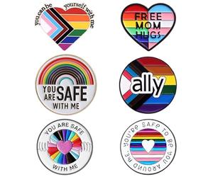 Ruikdly 6 Broches Arcoíris, Rainbow Pride Pins, Pines de Metal, Pins Orgullo Ga y, Conjunto de Pins del Orgullo para Lesbianas Ga ys, para Bufandas, Pañuelos en la Cabeza, Trajes