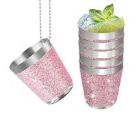 Ruikdly 6 vasos de metal para colgar, 30 ml, vasos de chupito para colgar, color rosa, acero inoxidable con cadena, para bodas, despedidas de soltero, carnaval, cata de vino, fiesta