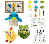 Ruikdly CrochetK kit Principiantes Amigurumi Kit Principiantes Con Lana de Ganchillo y Vídeo Kit Ganchillo Principiantes Kit de Ganchillo para adultos principiantes (Pingüino, Polluelo, Búho)