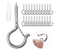 Ruikdly Ganchos de rosca de acero inoxidable, 30 unidades, ganchos para atornillar, tornillos de gancho con hebilla de seguridad para hamacas, toldos, sillas colgantes, mecedoras, cables fijos, cestas