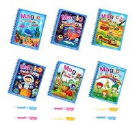 Ruikdly Libro Magico Agua 6 Piezas Libro de Dibujo de Agua Libros para Colorear de Agua Pintar Magic Water Infantil Book para Niños 3 4 5 6 Años