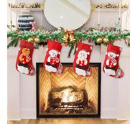 Ruikdly Set di 4 Calze di Natale Calze Natalizie da Appendere Calza di Natale Calza Natale Personalizzata per Vacanze in Famiglia Decorazioni Natalizie