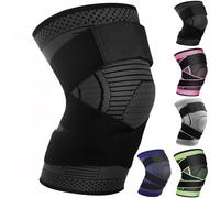 Ruilala Rodilleras Menisco y Ligamento Ajustable Rodillera Estabilizadora 1 Pieza Rodilleras Deportivas Para Hombres y Mujeres Para de Menisco, Tendinitis, Correr, Baloncesto (Negro, XXL)