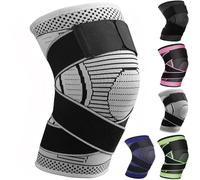 Ruilala Rodilleras Menisco y Ligamento Ajustable Rodillera Estabilizadora 1 Pieza Rodilleras Deportivas Para Hombres y Mujeres Para de Menisco, Tendinitis, Correr, Baloncesto (Gris, M)