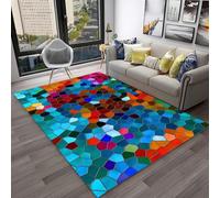 RUILBJM Alfombra de Patrón Geométrico Colorido, Alfombra de Suelo de Estilo Mosaico 3D, Antideslizante Suave para Sala de Estar Dormitorio Comedor, Decoración del Hogar Moderna (Color-5,60x90cm)