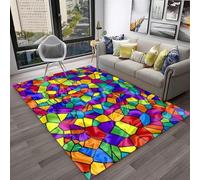 RUILBJM Alfombra de Patrón Geométrico Colorido, Alfombra de Suelo de Estilo Mosaico 3D, Antideslizante Suave para Sala de Estar Dormitorio Comedor, Decoración del Hogar Moderna (Color-1,45x120cm)