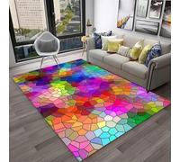 RUILBJM Alfombra de Patrón Geométrico Colorido, Alfombra de Suelo de Estilo Mosaico 3D, Antideslizante Suave para Sala de Estar Dormitorio Comedor, Decoración del Hogar Moderna (Color-6,140x200cm)