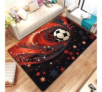 RUILBJM Alfombra Moderna de Franela de Fútbol con Llamas en 3D Soccer Alfombras Antideslizantes para el Suelo Niños y Niñas Sala de Juegos, Dormitorio,Baño,Decoración del Hogar (Red,80x120 cm)