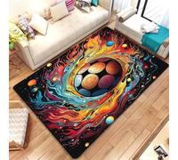 RUILBJM Alfombra Moderna de Franela de Fútbol con Llamas en 3D Soccer Alfombras Antideslizantes para el Suelo Niños y Niñas Sala de Juegos, Dormitorio,Baño,Decoración del Hogar (Yellow 3,50x80 cm)
