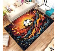 RUILBJM Alfombra Moderna de Franela de Fútbol con Llamas en 3D Soccer Alfombras Antideslizantes para el Suelo Niños y Niñas Sala de Juegos, Dormitorio,Baño,Decoración del Hogar (Yellow 1,45x120 cm)