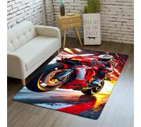 RUILBJM Alfombra Motocicleta 3D, Llama Graffiti Neón Motorcycles Patrón, Adolescentes Sala de Estar Antideslizante Alfombrilla, Balcón Pasillo Suave Decorativa Grande Carpet (Color 4,160x230cm)