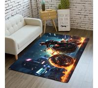 RUILBJM Alfombra Motocicleta 3D, Llama Graffiti Neón Motorcycles Patrón, Adolescentes Sala de Estar Antideslizante Alfombrilla, Balcón Pasillo Suave Decorativa Grande Carpet (Color 6,45x120cm)