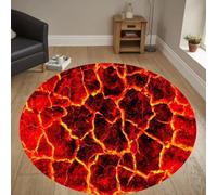 RUILBJM Alfombra Redonda 3D Efecto Lava Volcánica,Alfombra Antideslizante Suave para Sala de Estar Dormitorio Habitación Infantil,Decorativa Temática Geológica para Hogar (Color-1,140cm)