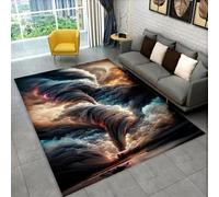 RUILBJM Silla Gamer Alfombra, Juegos Jugador Adolescente Dormitorio Antideslizante Alfombra, Protector Suelo Escritorio, 3D Tornado Huracán Tormenta Sala de Esports Cool Rug (Black,80x120cm)