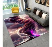 RUILBJM Silla Gamer Alfombra, Juegos Jugador Adolescente Dormitorio Antideslizante Alfombra, Protector Suelo Escritorio, 3D Tornado Huracán Tormenta Sala de Esports Cool Rug (Purple,80x120cm)