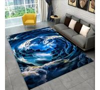 RUILBJM Silla Gamer Alfombra, Juegos Jugador Adolescente Dormitorio Antideslizante Alfombra, Protector Suelo Escritorio, 3D Tornado Huracán Tormenta Sala de Esports Cool Rug (Blue,80x120cm)
