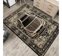 RUILBJM Teppich 3D Auto Motiv Persischer Stil, Antirutsch Waschbar Kurzflor Teppich für Wohnzimmer Schlafzimmer Flur Arbeitszimmer Büro Innenbereich (Color-3,80x160 cm)