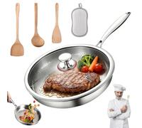 Ruileyou Sarten Titanio Puro, Sarten de Titanio Puro Con Tapa y Espátula, Sartén Titanios Apto Para Todo Tipo de Estufas, Súper Duradero, Resistente A Los Arañazos, Antiadherente (Con tapa, 26cm)