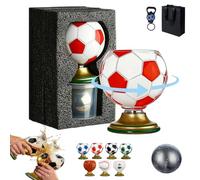 Ruileyou Vaso giratorio con forma de pelota de fútbol, vaso de cerveza de trofeo de la Copa del Mundo de 10 onzas con base dorada, vaso de cerveza de fútbol con giro de 360° para jugo, cóctel, amante